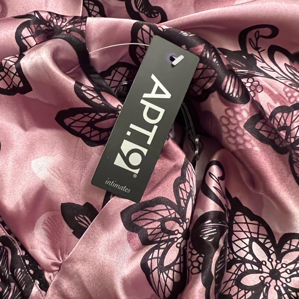 Apt 9 chemise nightgown purple flowers black lace large NWT - Picture 7 of 7